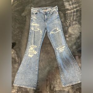 American Eagle (14 Long) Light Wash flare jeans